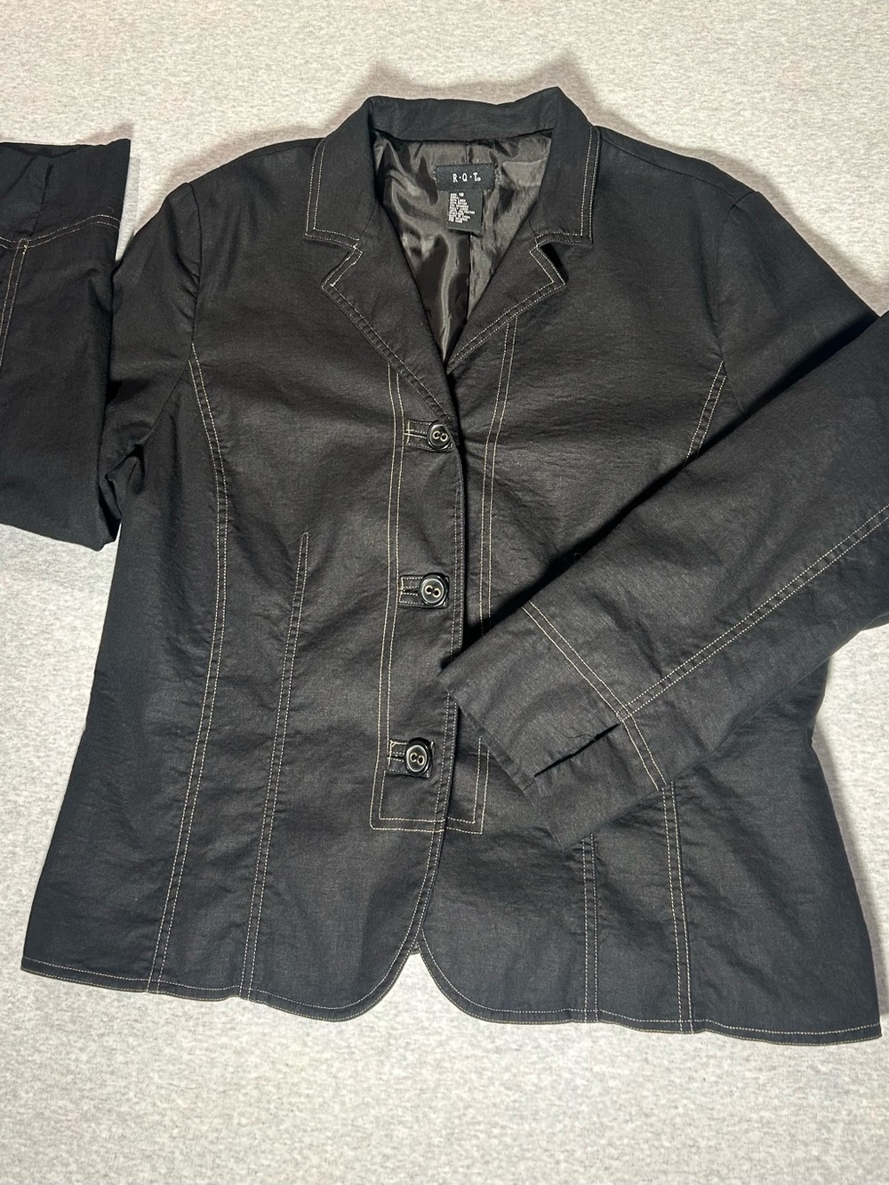 RQT Black LINEN Blazer with Contrast Stitching SIZE 18